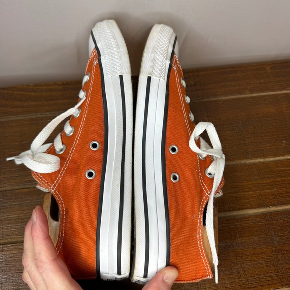 Converse Chuck Taylor All Star Low Top Orange Canvas Sneakers Womens 10 Mens 8 - Picture 5 of 9